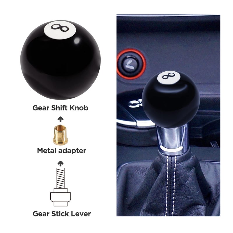 Reswish Shift Knob Manual Gear Round Shift Knob Acrylic Gear Shift Knob 4 5 6 Speed Universal Shifter Knob with 3 Adapters Fit for Manual Car M 8 * 1.25  M 10 * 1.25  M 10 * 1.5  M 12 * 1.25 (Black8) - Image 5